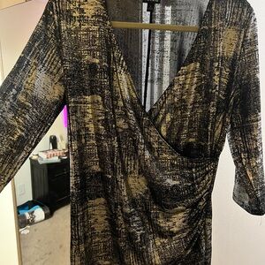 Textured Black and Silver Formal Blouse